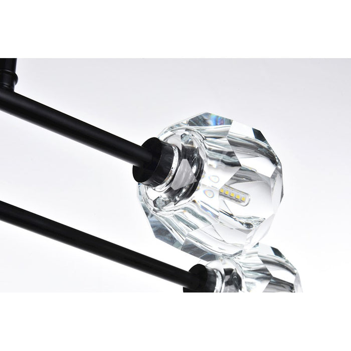 Elegant Lighting Eren 8 Light 31" Flush Mount, Black/Clear