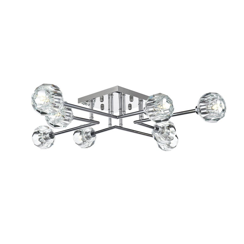 Elegant Lighting Eren 8 Light 31" Flush Mount, Chrome/Clear