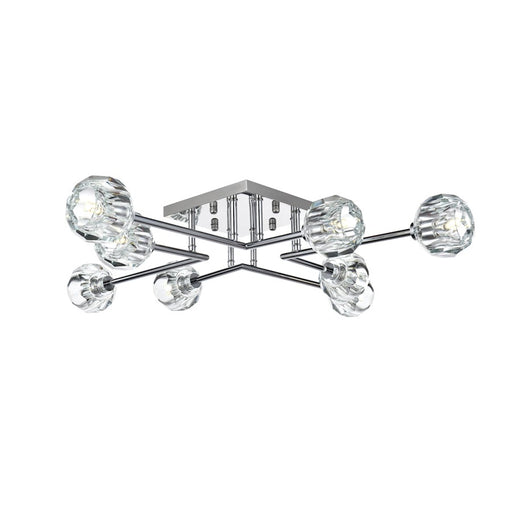 Elegant Lighting Eren 8 Light 31" Flush Mount, Chrome/Clear - 3505F31C