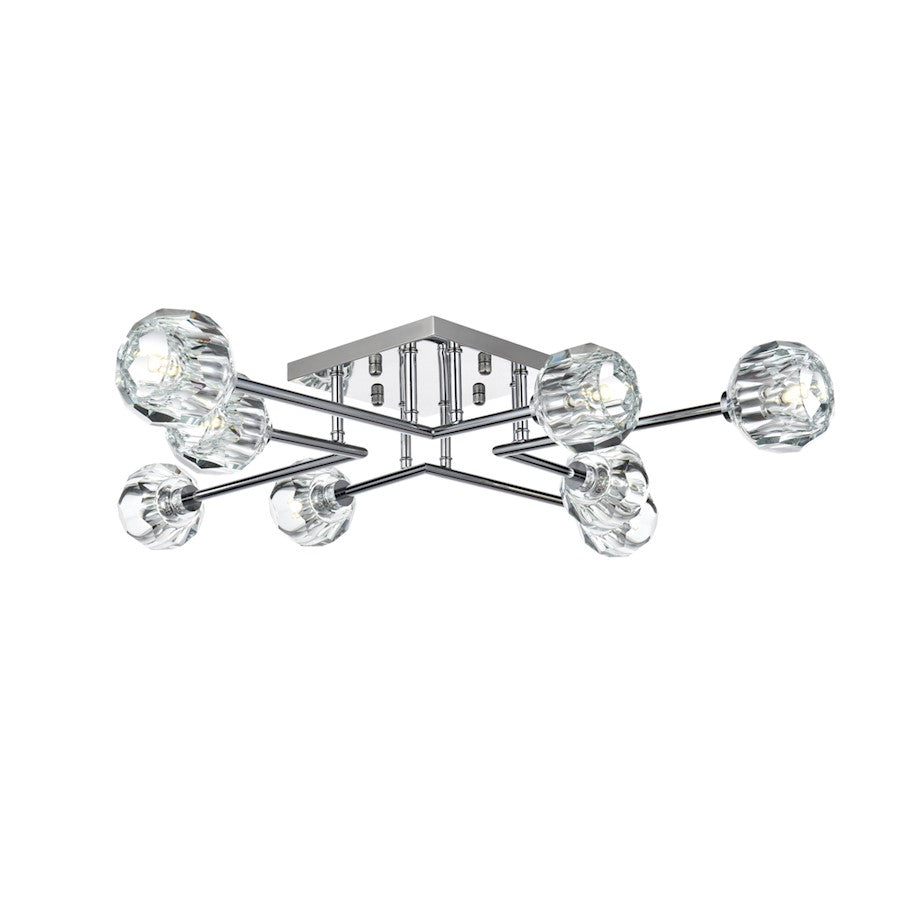 Elegant Lighting Eren 8 Light 31" Flush Mount, Chrome/Clear - 3505F31C