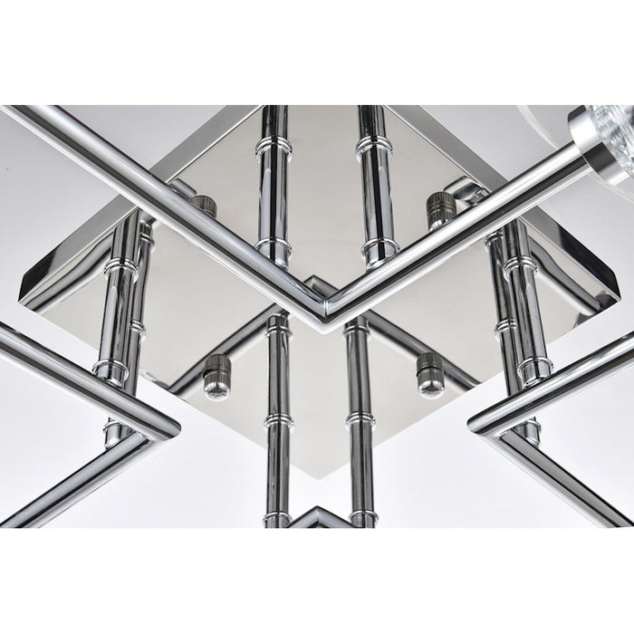 Elegant Lighting Eren 8 Light 31" Flush Mount, Chrome/Clear