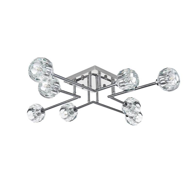 Elegant Lighting Eren 8 Light 31" Flush Mount, Chrome/Clear