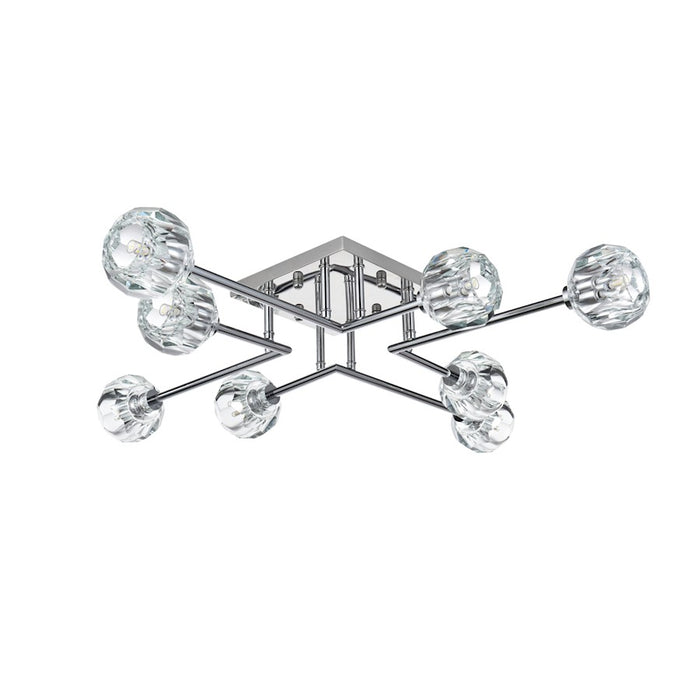 Elegant Lighting Eren 8 Light 31" Flush Mount, Chrome/Clear