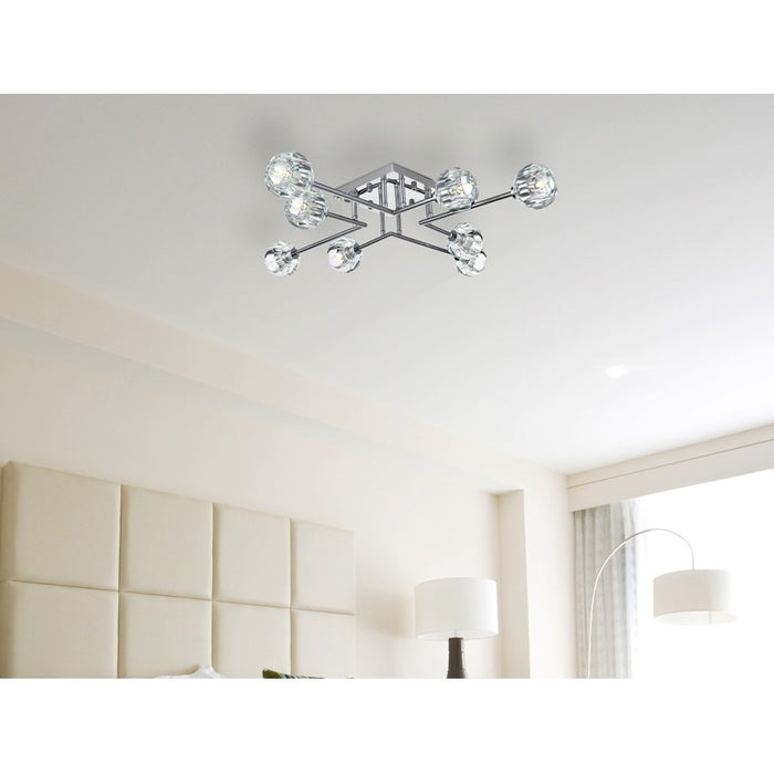 Elegant Lighting Eren 8 Light 31" Flush Mount, Chrome/Clear