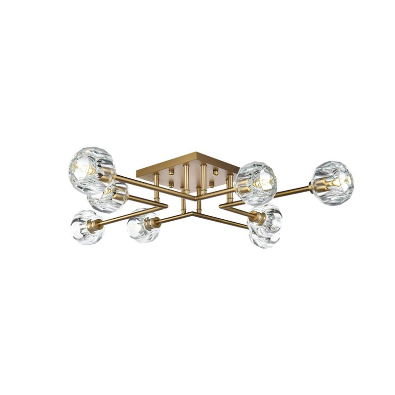 Elegant Lighting Eren 8 Light 31" Flush Mount, Satin Gold/Clear