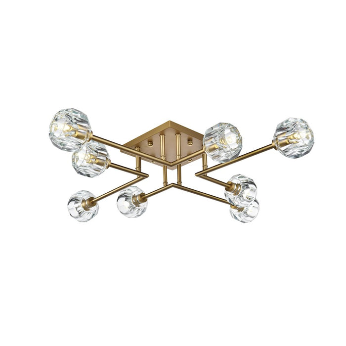 Elegant Lighting Eren 8 Light 31" Flush Mount, Satin Gold/Clear