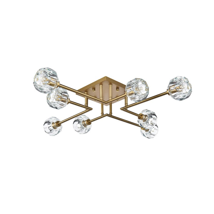 Elegant Lighting Eren 8 Light 31" Flush Mount, Satin Gold/Clear