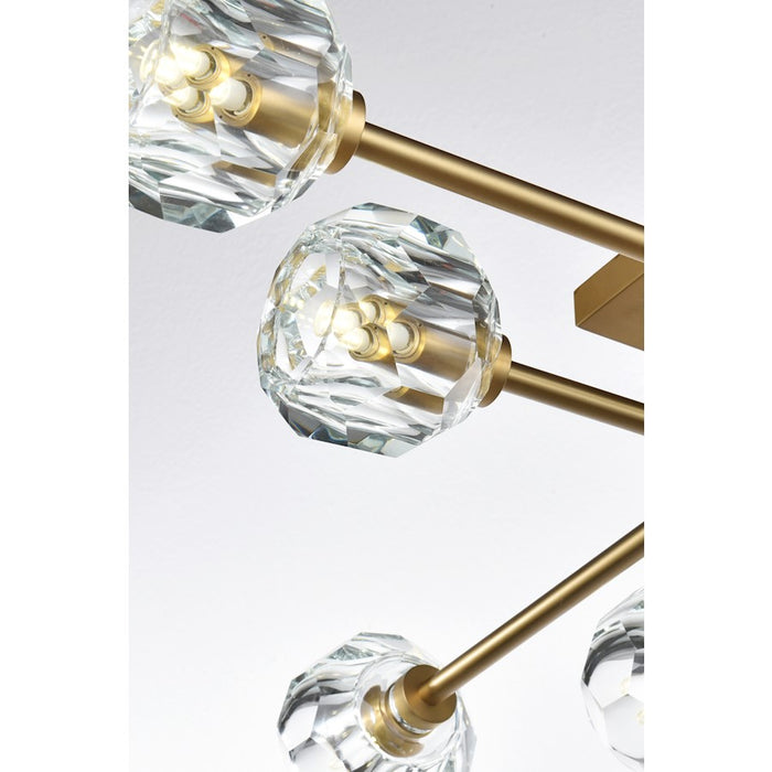 Elegant Lighting Eren 8 Light 31" Flush Mount, Satin Gold/Clear