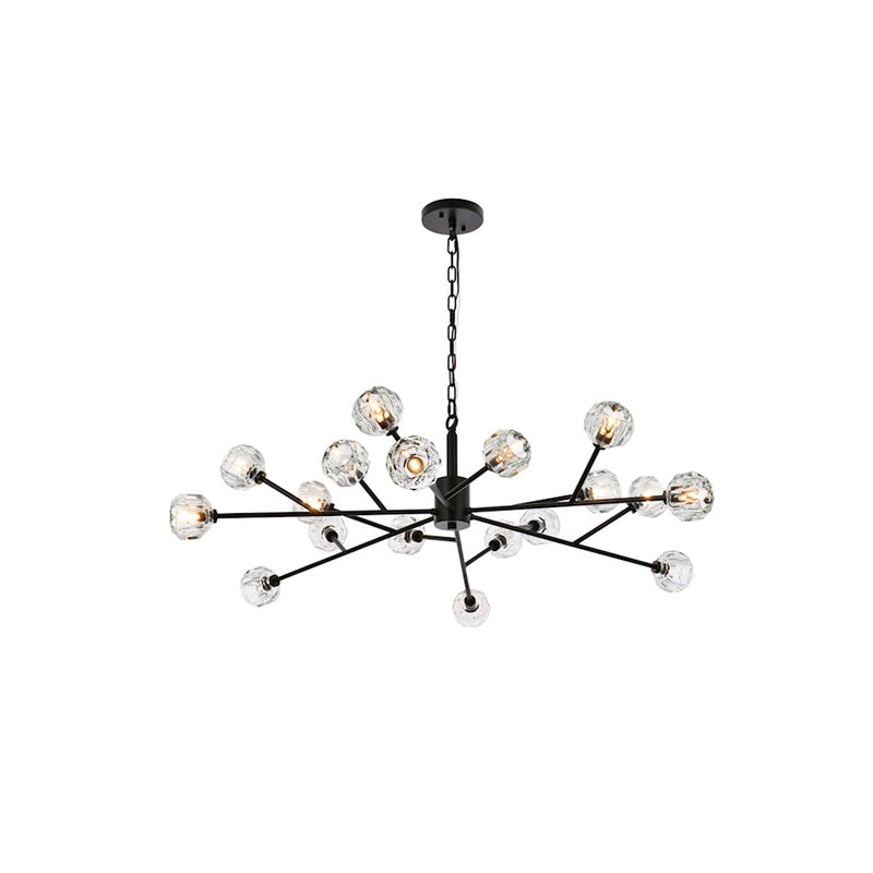 Elegant Lighting Graham 18 Light 48" Pendant, Black/Clear