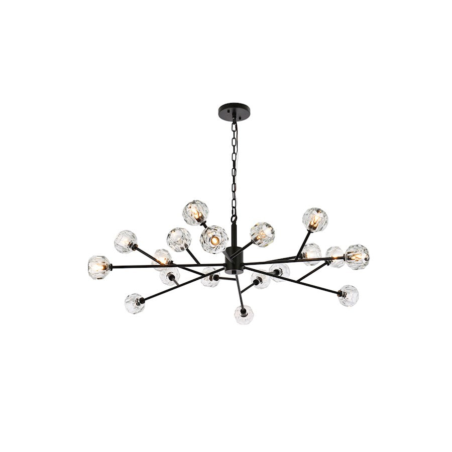 Elegant Lighting Graham 18 Light 48" Pendant, Black/Clear - 3509D48BK