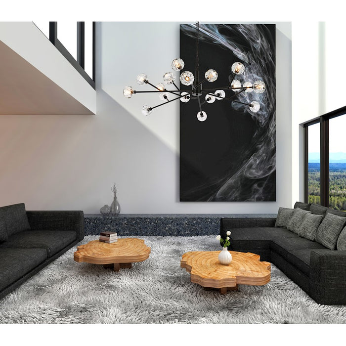 Elegant Lighting Graham 18 Light 48" Pendant, Black/Clear