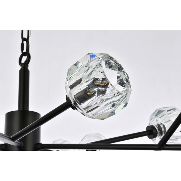 Elegant Lighting Graham 18 Light 48" Pendant, Black/Clear