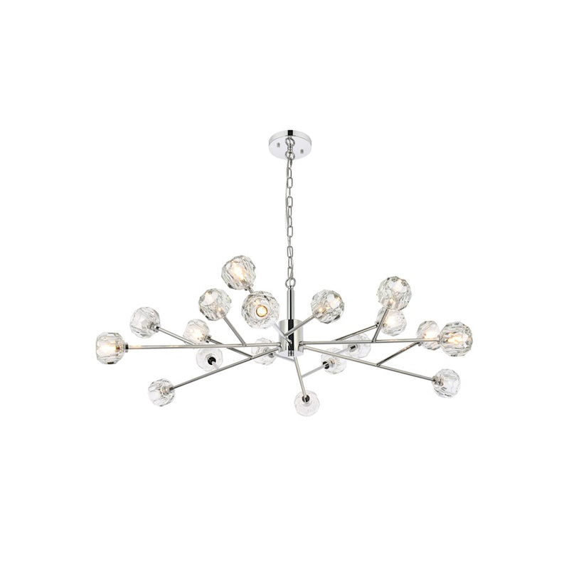 Elegant Lighting Graham 18 Light 48" Pendant, Chrome/Clear