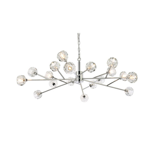 Elegant Lighting Graham 18 Light 48" Pendant, Chrome/Clear