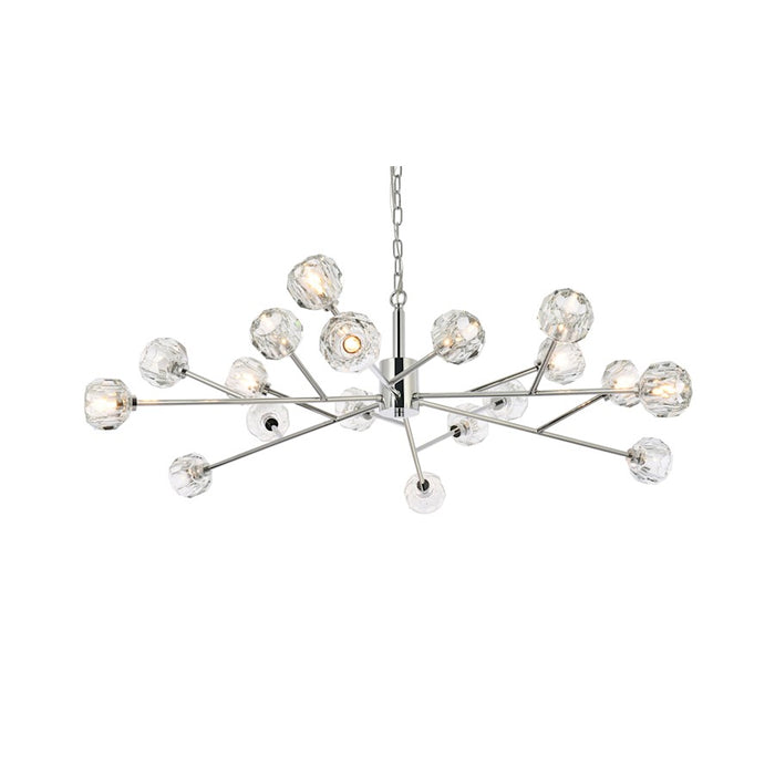 Elegant Lighting Graham 18 Light 48" Pendant, Chrome/Clear