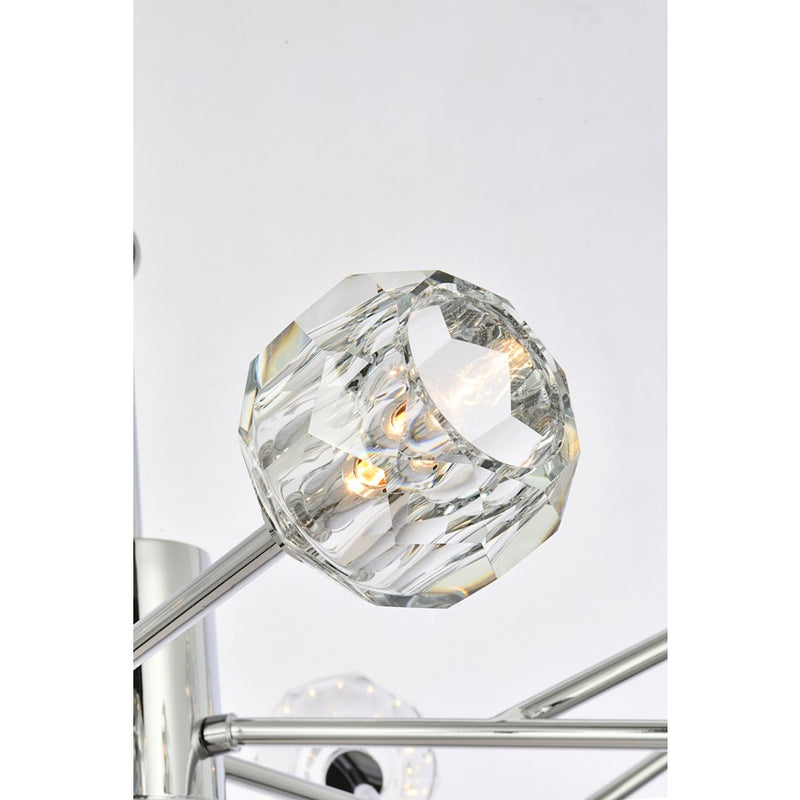 Elegant Lighting Graham 18 Light 48" Pendant, Chrome/Clear