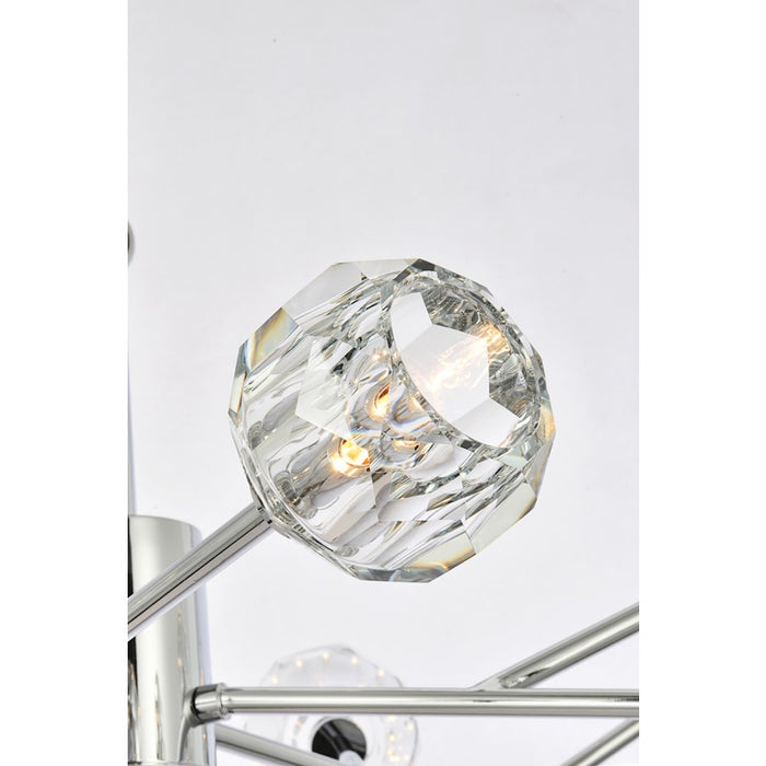 Elegant Lighting Graham 18 Light 48" Pendant, Chrome/Clear