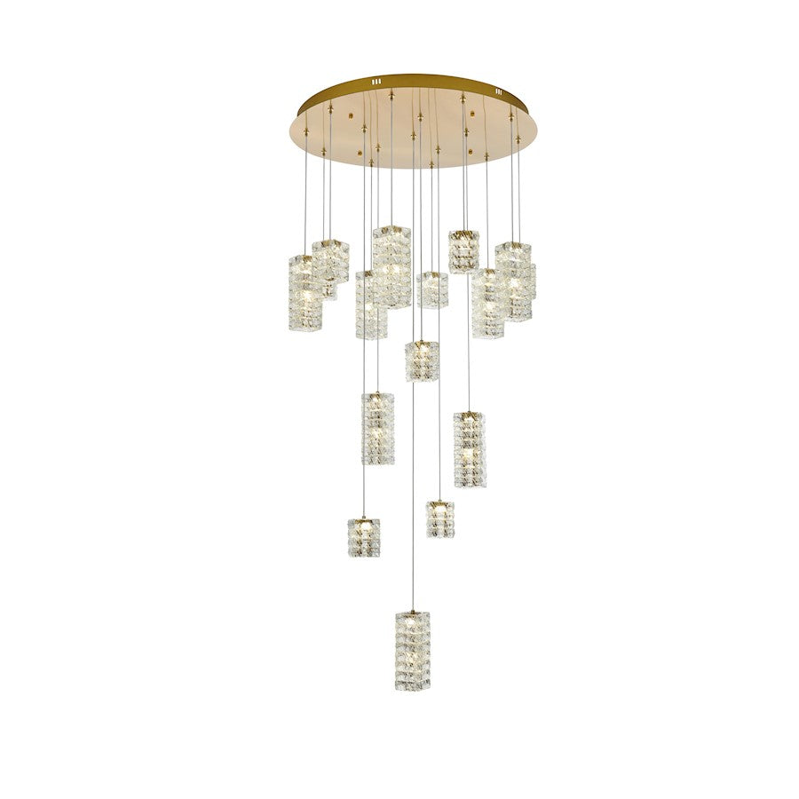 Elegant Lighting Aston 32" LED Pendant, Satin Gold