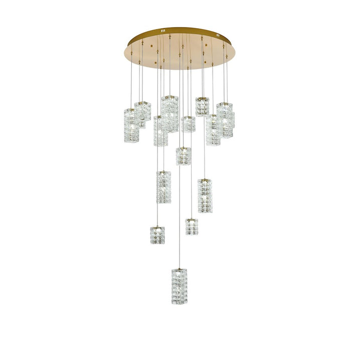 Elegant Lighting Aston 32" LED Pendant, Satin Gold