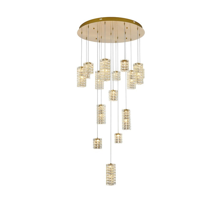 Elegant Lighting Aston 32" LED Pendant, Satin Gold