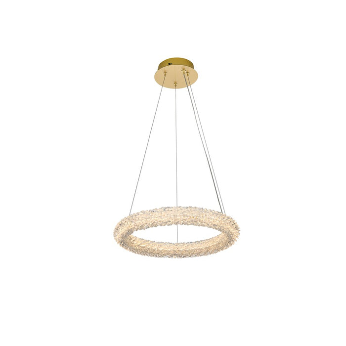 Elegant Lighting Bowen 1 Light 18"L Chandelier, Satin Gold/Clear