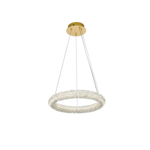 Elegant Lighting Bowen 1 Light 18"L Chandelier, Satin Gold/Clear