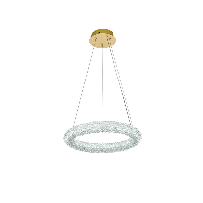Elegant Lighting Bowen 1 Light 18"L Chandelier, Satin Gold/Clear
