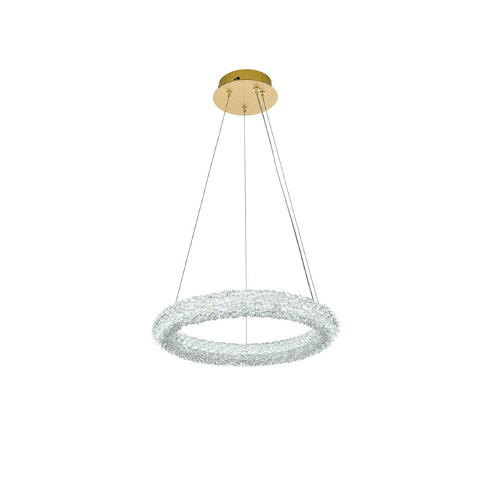 Elegant Lighting Bowen 1 Light 18"L Chandelier, Satin Gold/Clear