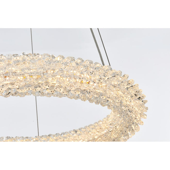 Elegant Lighting Bowen 1 Light 18"L Chandelier, Satin Gold/Clear