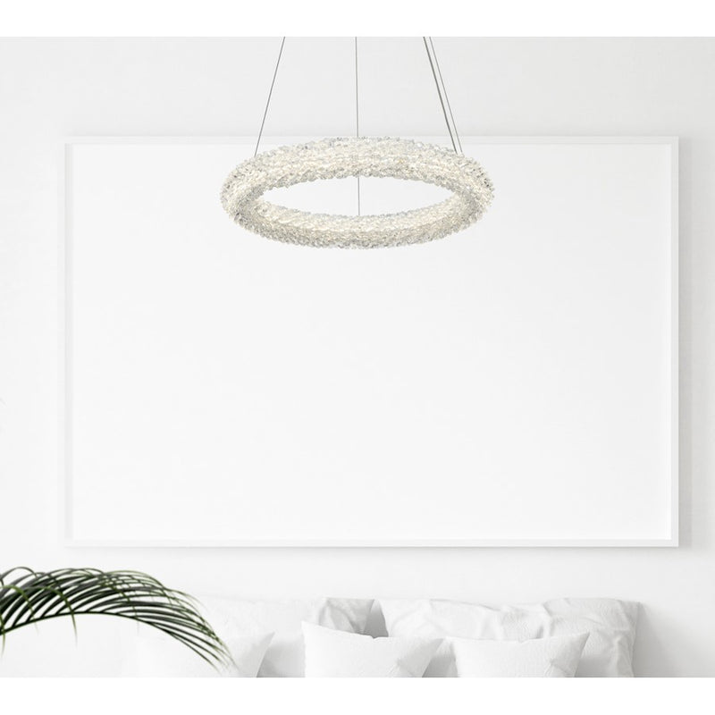 Elegant Lighting Bowen 1 Light 18"L Chandelier, Satin Gold/Clear