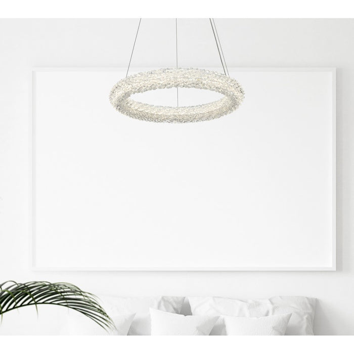 Elegant Lighting Bowen 1 Light 18"L Chandelier, Satin Gold/Clear