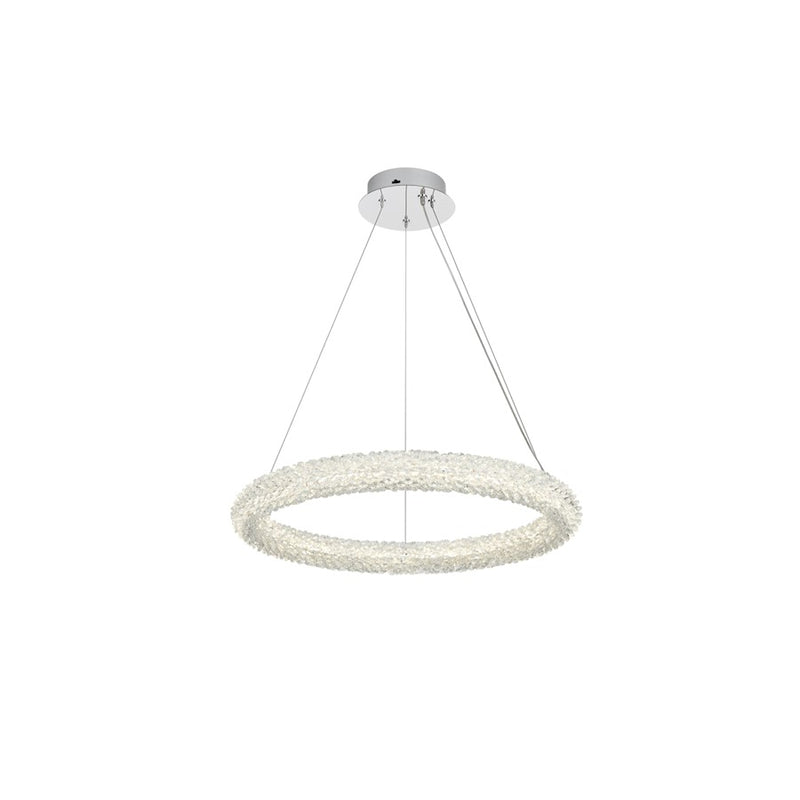 Elegant Lighting Bowen 1 Light 24"L Chandelier, Chrome/Clear