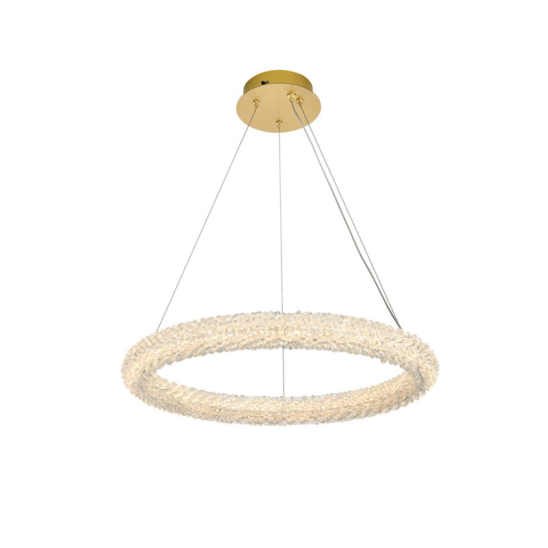 Elegant Lighting Bowen 1 Light 24"L Chandelier, Satin Gold/Clear
