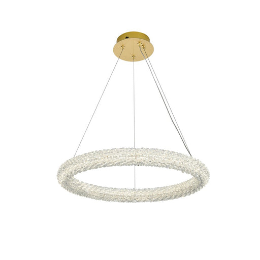 Elegant Lighting Bowen 1 Light 24"L Chandelier, Satin Gold/Clear
