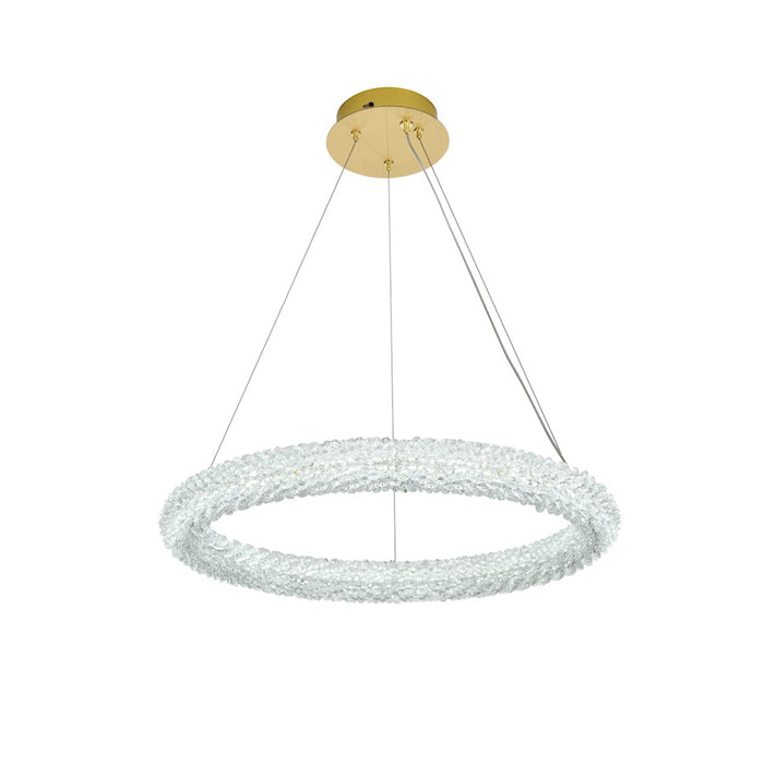 Elegant Lighting Bowen 1 Light 24"L Chandelier, Satin Gold/Clear