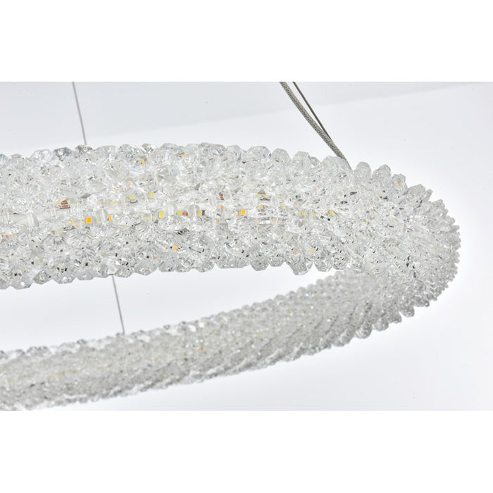 Elegant Lighting Bowen 1 Light 24"L Chandelier, Satin Gold/Clear