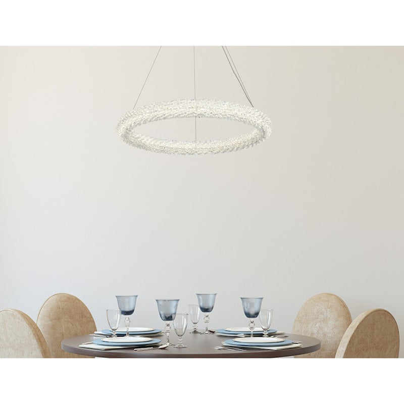 Elegant Lighting Bowen 1 Light 24"L Chandelier, Satin Gold/Clear