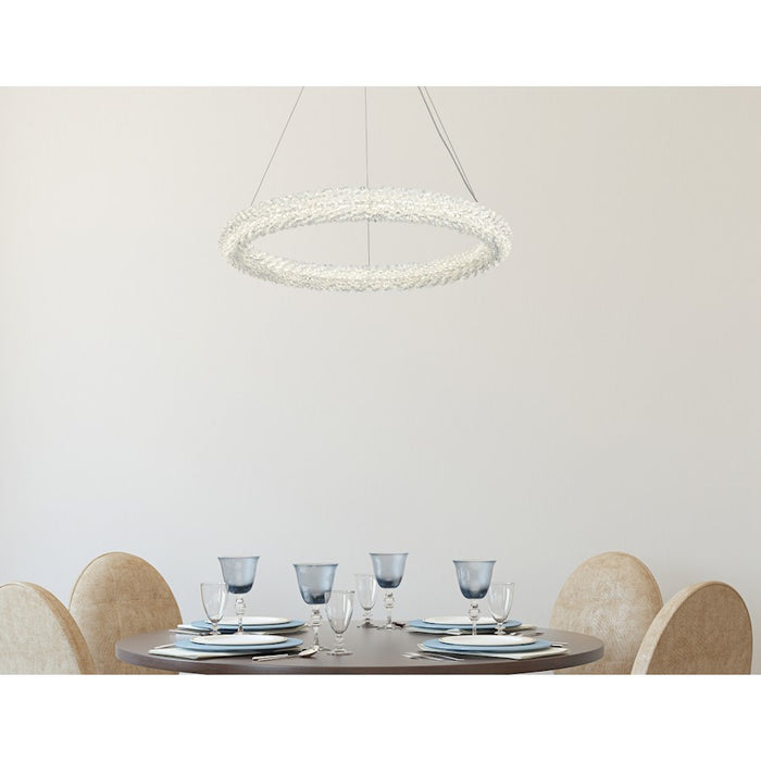 Elegant Lighting Bowen 1 Light 24"L Chandelier, Satin Gold/Clear
