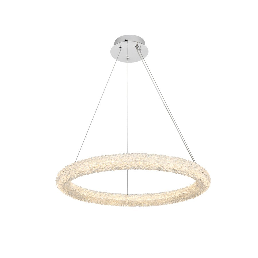 Elegant Lighting Bowen 1 Light 26"L Chandelier, Chrome/Clear