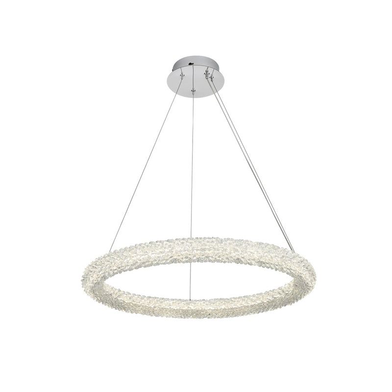 Elegant Lighting Bowen 1 Light 26"L Chandelier, Chrome/Clear