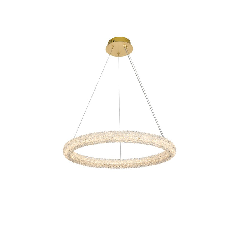 Elegant Lighting Bowen 1 Light 26"L Chandelier, Satin Gold/Clear