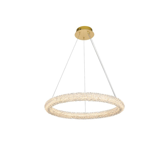Elegant Lighting Bowen 1 Light 26"L Chandelier, Satin Gold/Clear