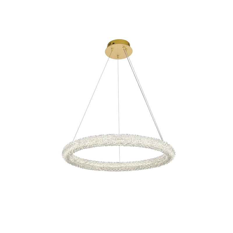 Elegant Lighting Bowen 1 Light 26"L Chandelier, Satin Gold/Clear