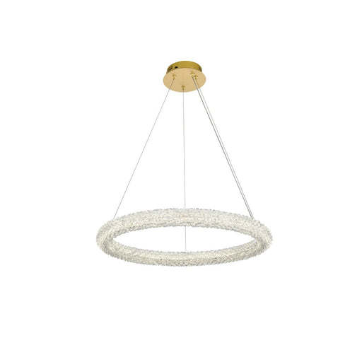 Elegant Lighting Bowen 1 Light 26"L Chandelier, Satin Gold/Clear