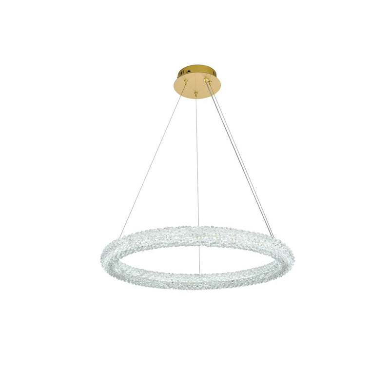 Elegant Lighting Bowen 1 Light 26"L Chandelier, Satin Gold/Clear