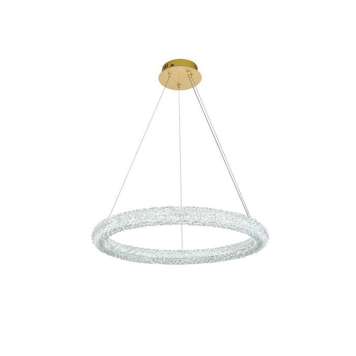 Elegant Lighting Bowen 1 Light 26"L Chandelier, Satin Gold/Clear