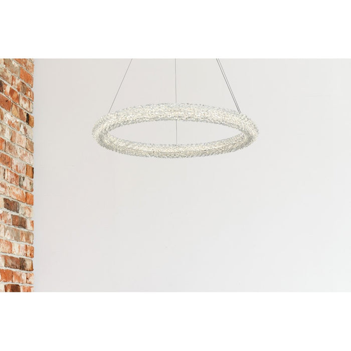 Elegant Lighting Bowen 1 Light 26"L Chandelier, Satin Gold/Clear