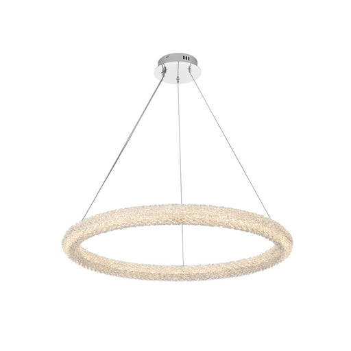 Elegant Lighting Bowen 1 Light 32"L Chandelier, Chrome/Clear - 3800D31C