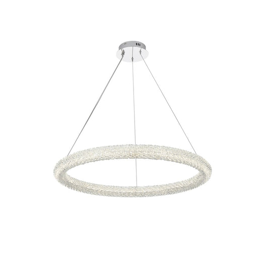 Elegant Lighting Bowen 1 Light 32"L Chandelier, Chrome/Clear