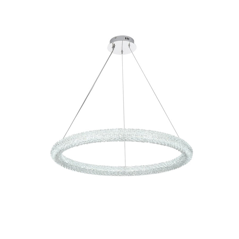 Elegant Lighting Bowen 1 Light 32"L Chandelier, Chrome/Clear